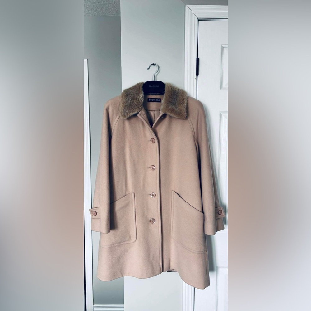 Jaques Vert Wool Cashmere Blush Pink Coat - size 8 fits Medium to Large